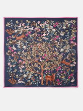 Load image into Gallery viewer, Joules Bloomfield Silk Square Scarf / Navy Tree