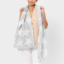 Load image into Gallery viewer, Katie Loxton Printed Foil Scarf / Starshine / Pale Grey, White & Silver