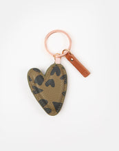 Load image into Gallery viewer, Caroline Gardner Khaki Printed Heart Keyring