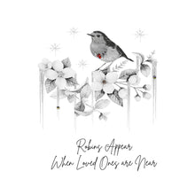 Load image into Gallery viewer, Five Dollar Shake Small Christmas Card ‘White Christmas’ Robins appear when Angels are Near