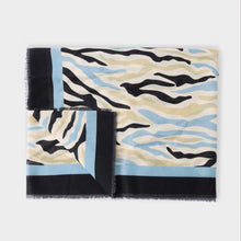 Load image into Gallery viewer, Katie Loxton Printed Scarf / Abstract Zebra Print / Ecru, Blue & Black