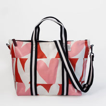 Load image into Gallery viewer, Caroline Gardner Pink & Orange Checkmate Hearts Weekend Bag