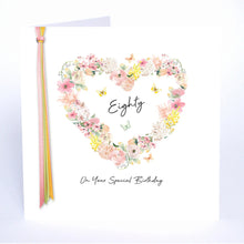 Load image into Gallery viewer, Five Dollar Shake Ribbon & Roses Age 80 (Heart) On Your Special Birthday Card