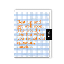 Load image into Gallery viewer, Floh Rest up & Get Well Soon (Sky Blue Gingham) Card