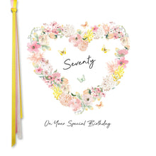 Load image into Gallery viewer, Five Dollar Shake Ribbon & Roses Age 70 (Heart) On Your Special Birthday Card