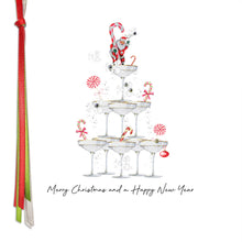 Load image into Gallery viewer, Five Dollar Shake Ribbon Candy Champagne Christmas Card