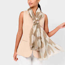 Load image into Gallery viewer, Katie Loxton Printed Scarf / Large Heart Print / Taupe & Ecru