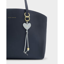 Load image into Gallery viewer, Katie Loxton Heart Bag Charm Keyring / Happy / Moonstone Blue
