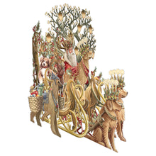 Load image into Gallery viewer, Paper D’Art Santa’s Dog Sleigh, 3D Pop Up Christmas Greetings Card