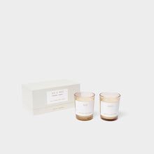 Load image into Gallery viewer, Katie Loxton Sentiment Candles Duo Votive Set / Mr & Mrs / Fresh Linen & White Lily