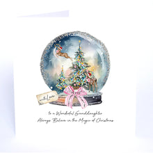 Load image into Gallery viewer, Five Dollar Shake To a Wonderful Granddaughter Always Believe in the Magic of Christmas (Snowglobe) Card