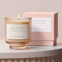 Load image into Gallery viewer, Katie Loxton Sentiment Candle / So Loved / Peach, Rose & Sweet Mandarin