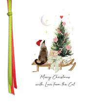 Load image into Gallery viewer, Five Dollar Shake Ribbon Candy Merry Christmas with Love from the Cat Small Christmas Card