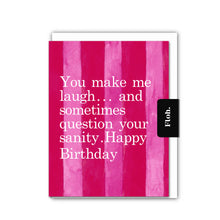 Load image into Gallery viewer, Floh You Make me Laugh (Raspberry & Cherry Stripes) Birthday Card
