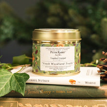 Load image into Gallery viewer, Toasted Crumpet Squirrel Nutkin “Fresh Woodland Trails” Candle in a Matt Gold Tin