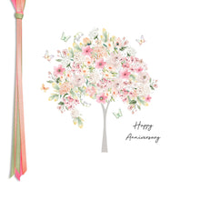 Load image into Gallery viewer, Five Dollar Shake Ribbon & Roses Happy Anniversary (Tree) Card