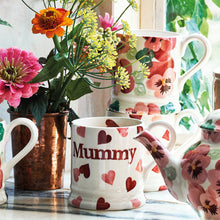 Load image into Gallery viewer, Emma Bridgewater Pink Hearts ‘Mummy' 1/2 Pint Mug