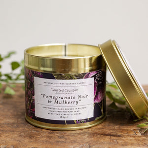 Toasted Crumpet Pomegranate Noir & Mulberry Candle in Matt Gold Tin