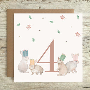Herbert & Rose Age 4 Bunny Birthday Card