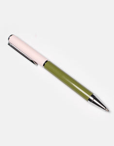 Caroline Gardner Pale Pink/Khaki Colourblock Boxed Pen