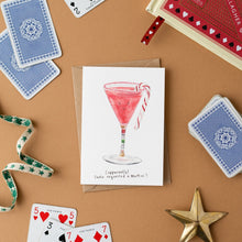 Load image into Gallery viewer, Western Sketch Santa's Martini Christmas Card