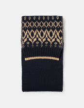 Load image into Gallery viewer, Joules Shetland French Navy Fairisle Knitted Scarf