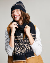 Load image into Gallery viewer, Joules Shetland French Navy Fairisle Knitted Scarf