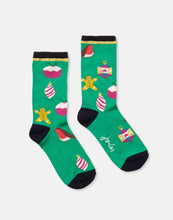 Load image into Gallery viewer, Joules Green Christmas Gift Sock Eco Vero Socks Size 4-8