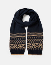 Load image into Gallery viewer, Joules Shetland French Navy Fairisle Knitted Scarf