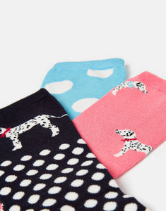 Joules Excellent Everyday Eco Vero Socks 3 Pack Pink Dalmatian / 4-8