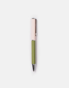 Caroline Gardner Pale Pink/Khaki Colourblock Boxed Pen