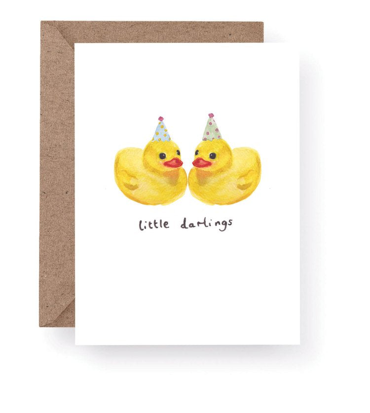 Western Sketch Little Darlings | New Baby Twins Card
