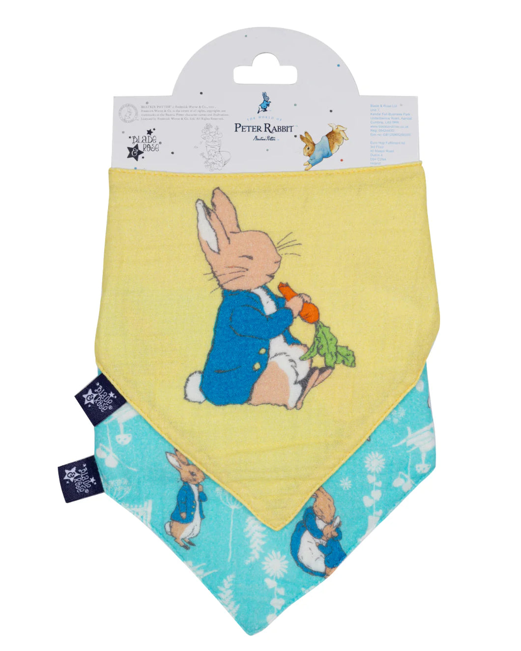 Blade & Rose Peter Rabbit™ In The Garden Muslin Bib Pack 2