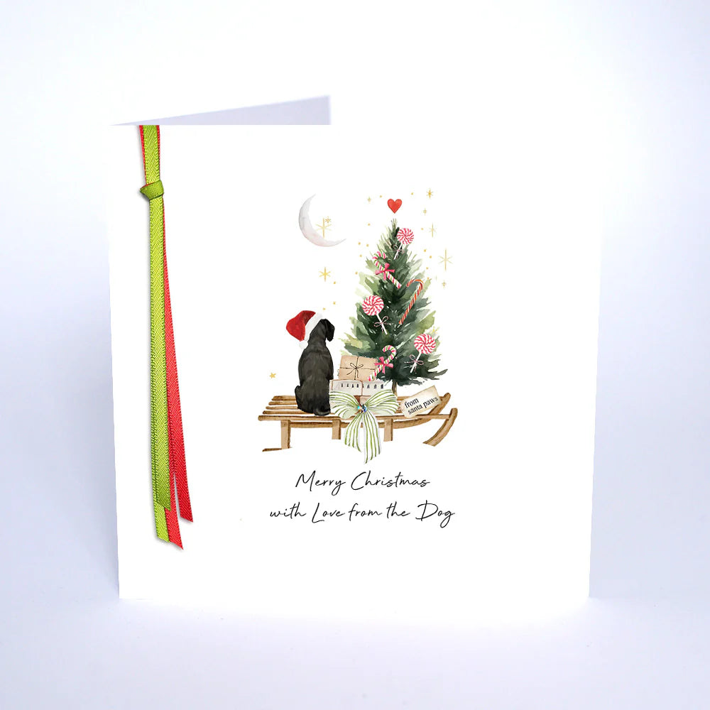 Five Dollar Shake Ribbon Candy Merry Christmas with Love from the Dog Small Christmas Card