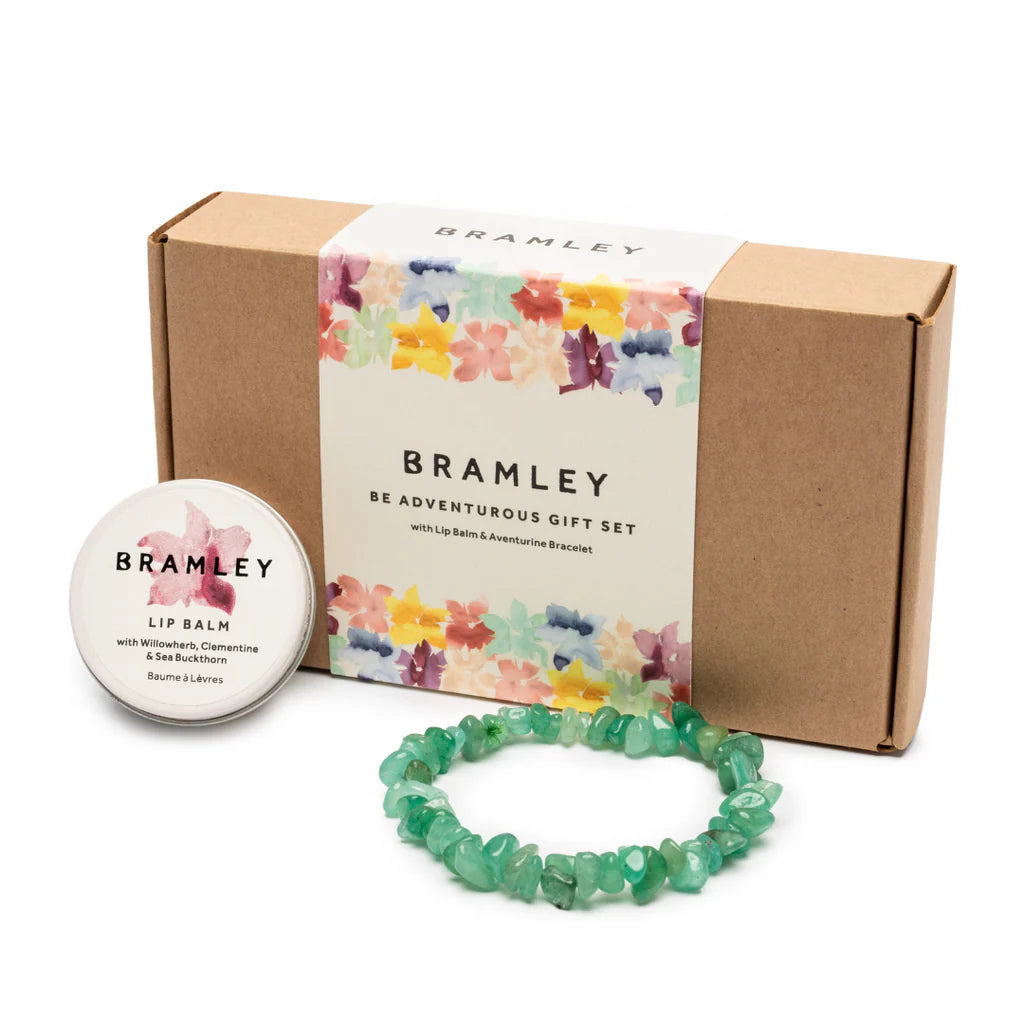 Bramley Be Adventurous Gift Set Contains 15g Lip Balm & an Aventurine Gemstone Bracelet