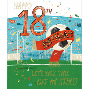 Woodmansterne Kick Off In Style Age 18 Birthday Card