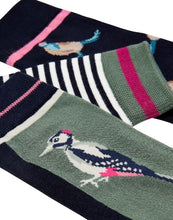 Load image into Gallery viewer, Joules Excellent Everyday Eco Vero Socks 3 Pack Pink Woodland Birds / 4-8
