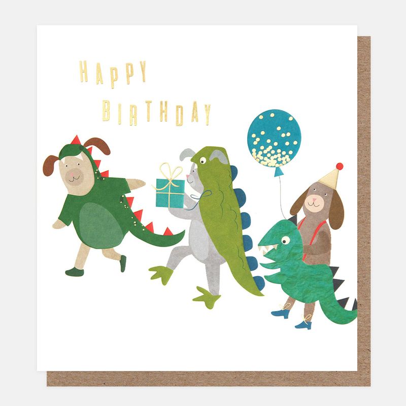 Caroline Gardner Dinosaur Dogs Happy Birthday Card