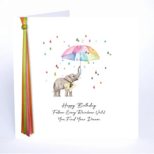 Load image into Gallery viewer, Five Dollar Shake Ribbon &amp; Roses Happy Birthday Follow Every Rainbow Card
