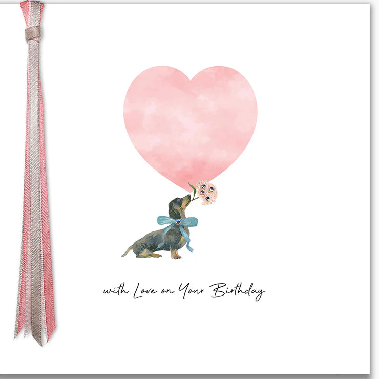 Five Dollar Shake Ribbon & Roses With Love (Dog) Birthday Card