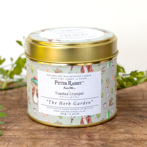 Toasted Crumpet Benjamin Bunny “The Herb Garden” Candle in a Matt Gold Tin