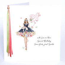 Load image into Gallery viewer, Five Dollar Shake Ribbons &amp; Roses Age 21 With Love On Your Special Birthday Some Girls Just Sparkle Card
