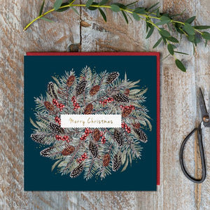 Toasted Crumpet Winter Wreath Merry Christmas Card