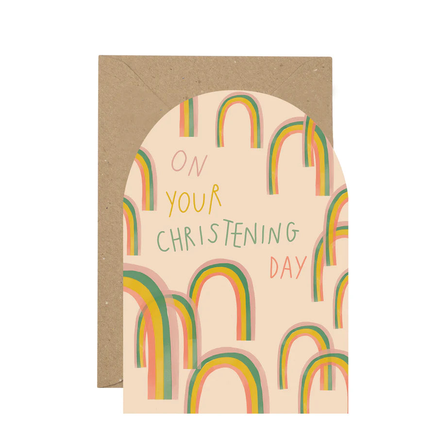 Plewsy Christening Rainbow Card