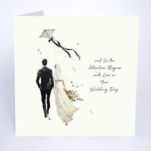 Load image into Gallery viewer, Five Dollar Shake ‘Gatsby’s Wedding’ And So the Adventure Begins Wedding Day Card
