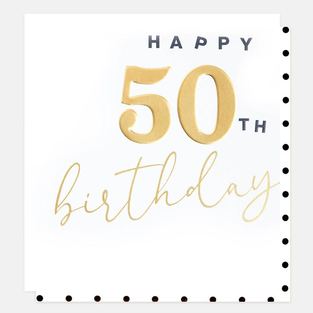 Caroline Gardner Gold Happy 50th Birthday Card