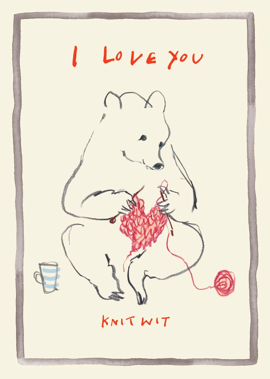 Poet And Painter 'I Love You, Knitwit' Greetings Card by Esther Kent