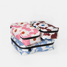 Load image into Gallery viewer, Caroline Gardner Blue Checkmate Heart &amp; Flowers Set of 3 Small Packing Cubes
