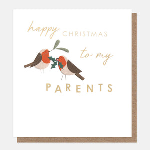 Caroline Gardner Happy Christmas To My Parents Robins Card
