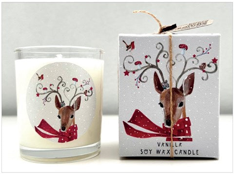 Cinnamon Aitch Vanilla Candle Deer With Spotty Scarf